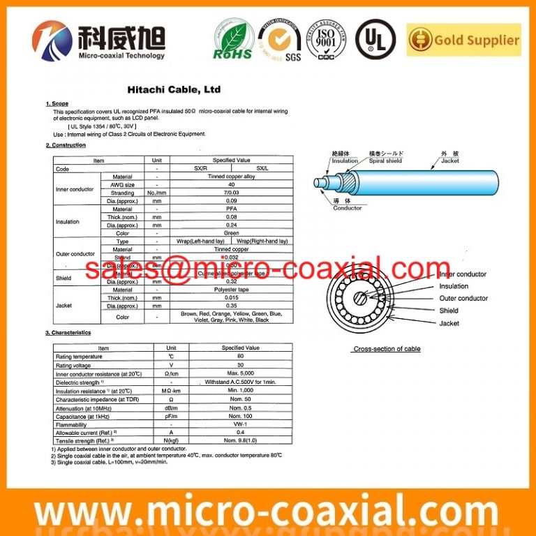 customized LVC-D10LPMSG micro coaxial connector cable assembly I-PEX 20634-260T-02 LVDS eDP cable assemblies Vendor